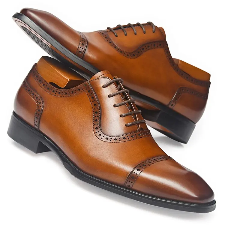 Sapato masculino de couro legítimo estilo elegante, sapato oxford formal de alta qualidade para homens de negócios 2021