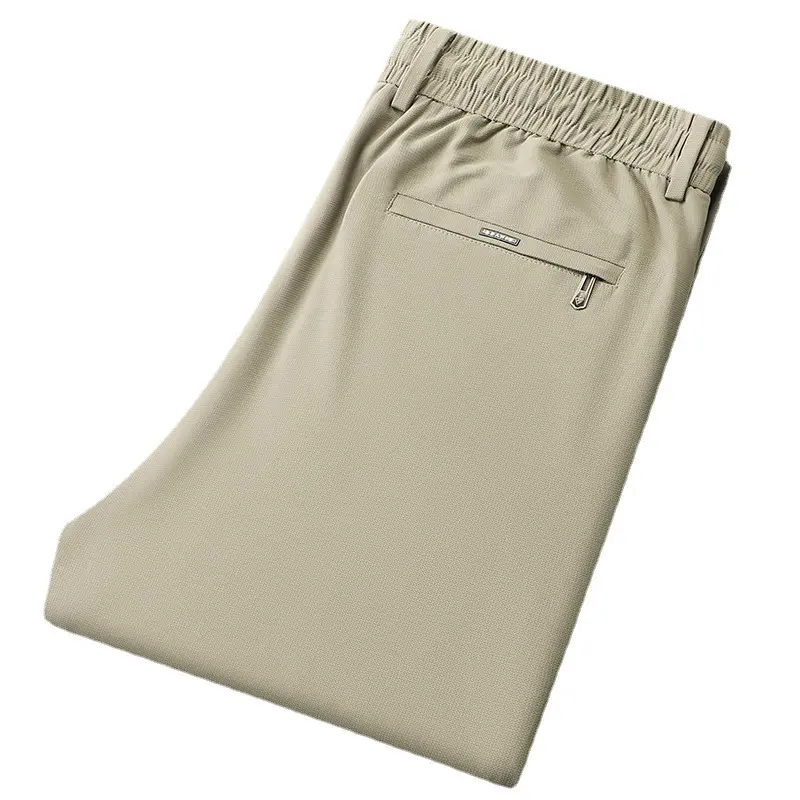 Yaz ince rahat gevşek buz ipek hızlı kuru pantolon streç klima pantolon elastik bel uzun pantolon kore versiyonu