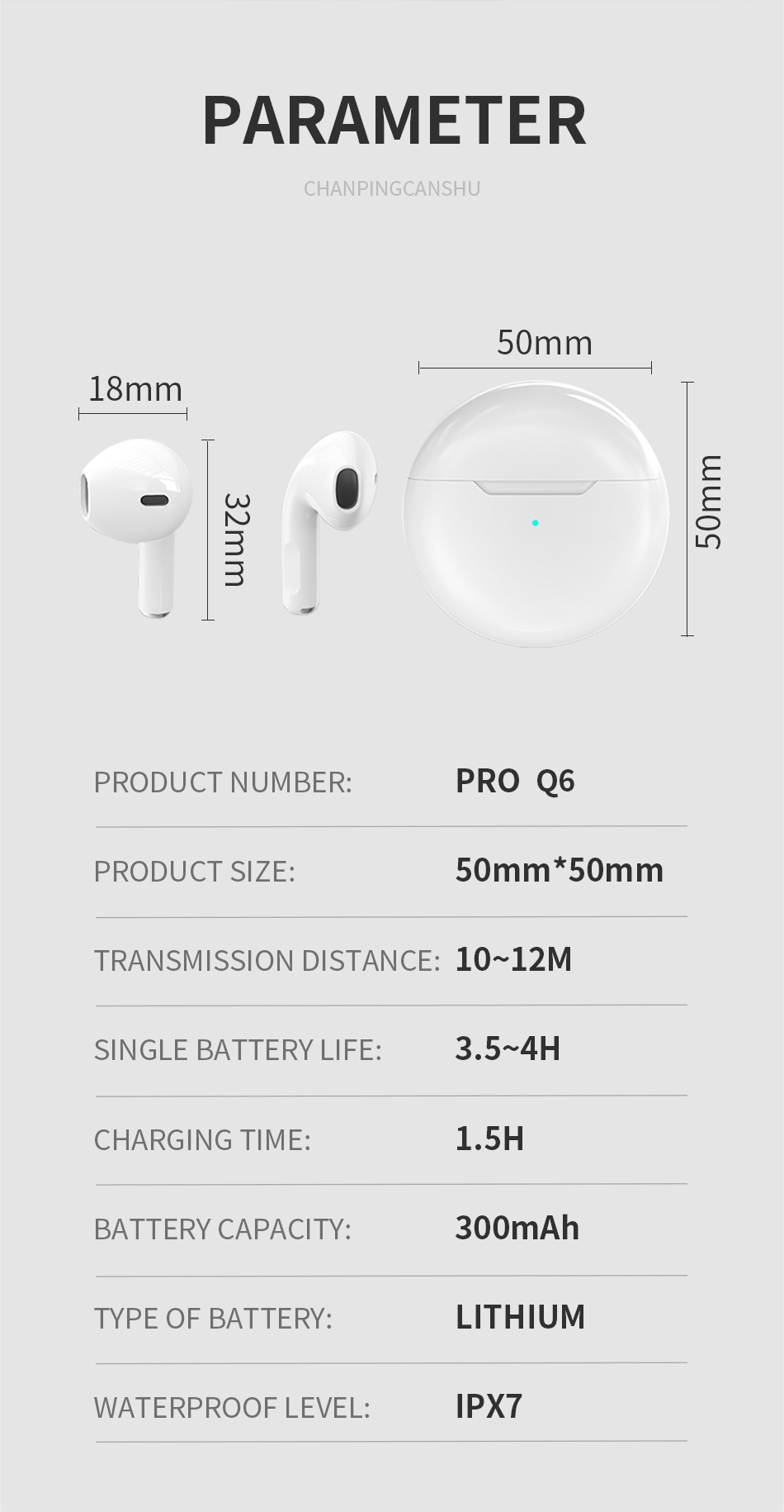 Air Pro 6 TWS Wireless Headphones With Mic Tws Earphone Earbuds Sport Running Earpiece For Apple iPhone Xiaomi Huawei