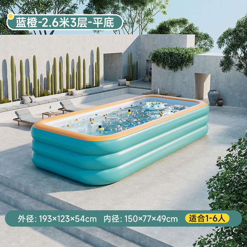 26m 3-tier blue-orange flat-bottom inflatable pool