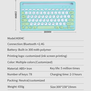 Teclado de diente azul inalámbrico recargable personalizable teclado de interruptor de tijera ultradelgado para Mac PC - Product Image 6