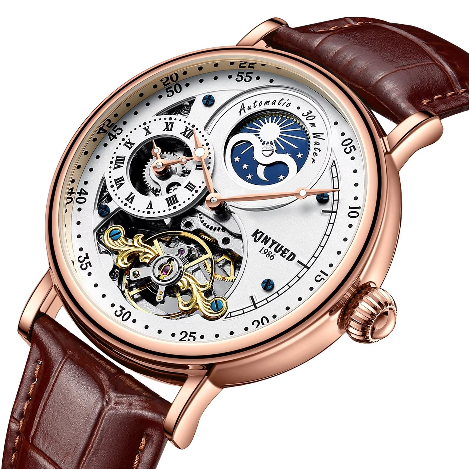 Brown and Rose Gold White