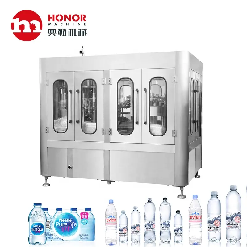 Máquina de llenado de agua potable embotellada, automática, 3 en 1, para botellas de plástico