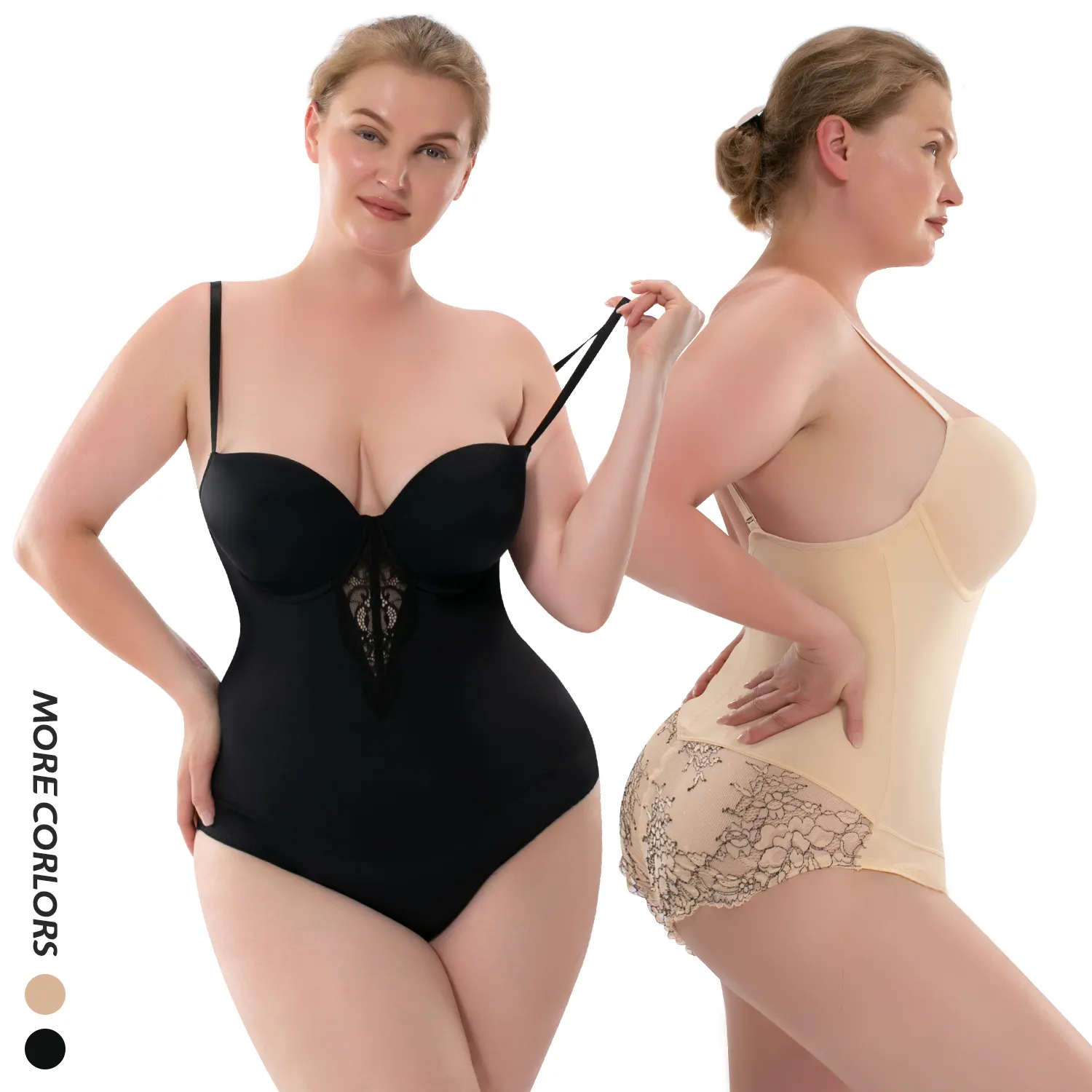 BBW Plus Size Bodysuit für Frauen Slimming Shaper Bodysuit Butt Lifter Taillen trainer Body Shaper mit Spitze