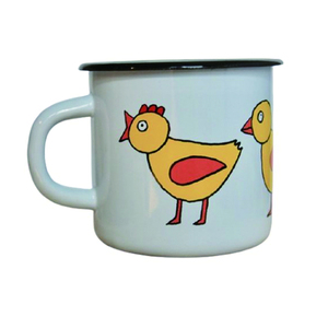 140ml mini küçük boy OEM baskı Vintage tasarım beyaz seramik taklit kahve bira içme çelik metal emaye espresso fincanı - Product Image 2