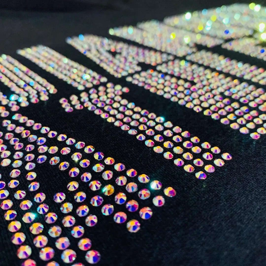 Diseños personalizados de cristales para camisetas, sudaderas con capucha, hojas ostentosas, plantillas de diamantes de imitación, planchado por calor