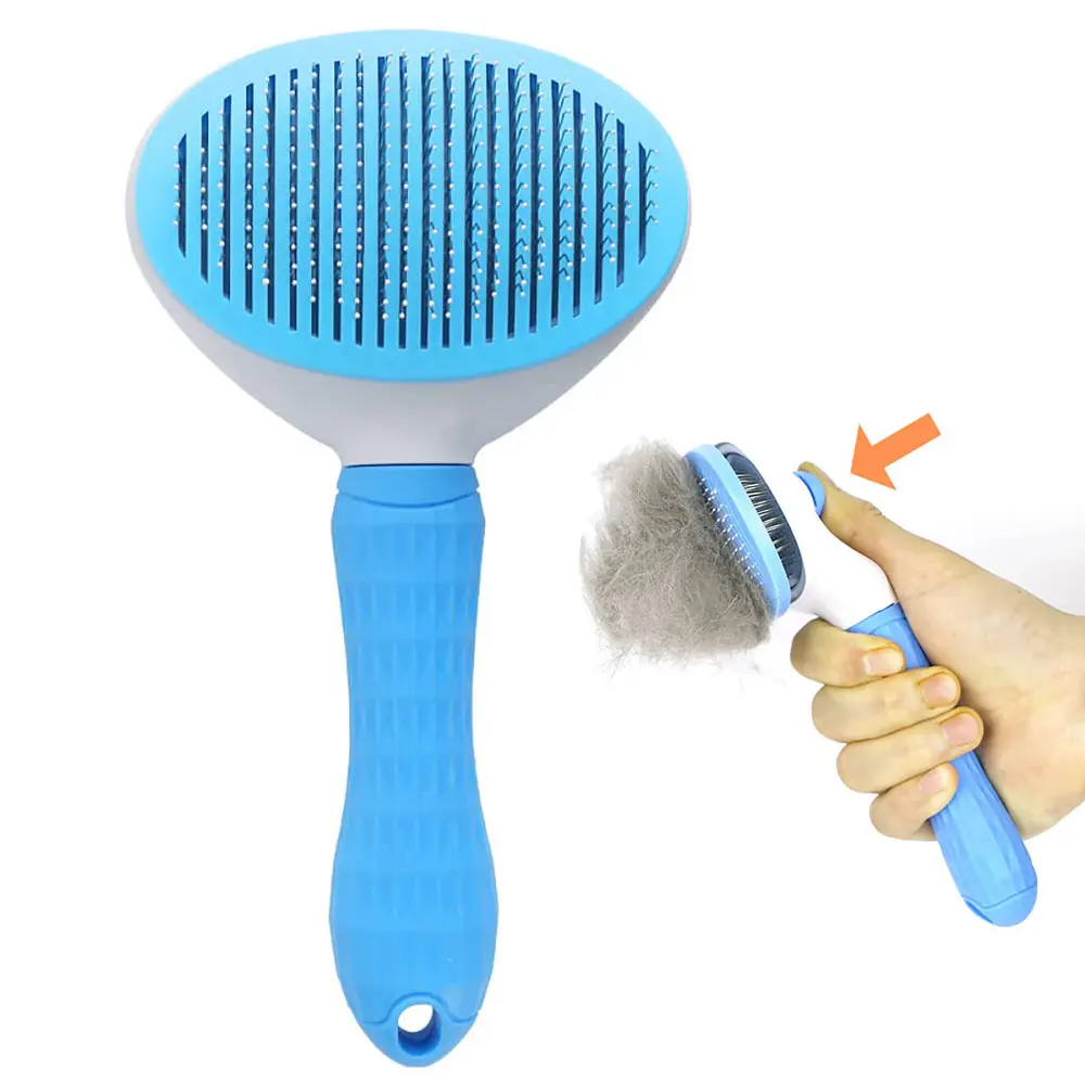 Wholesale Pet Self Cleaning Slicker Brush Comb Pet Dog Cat Hair Removal Brush Comb
