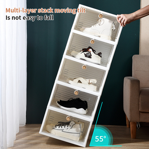 Venta al por mayor Rectángulo Caja de zapatos Contenedores de almacenamiento Plegable Apilable Organizador de almacenamiento de zapatos - Product Image 3