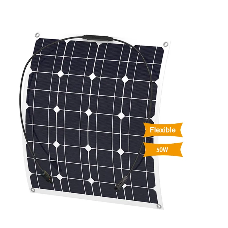 Paneles solares monocristalinos semiflexibles, célula de panel Solar fotovoltaico de 50 W, 100W y 150 vatios para cargador de batería de coche