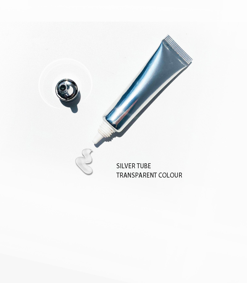 Tube argenté avec crème transparente