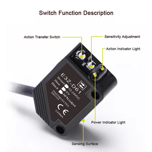 Interruptor fotoeléctrico infrarrojo cuadrado de reflexión difusa y Sensor de haz pasante, interruptor fotoeléctrico infrarrojo, D62/D81/D82/R61/R81/T61/T81 - Product Image 5