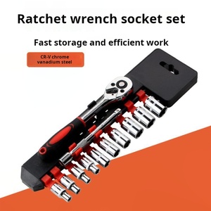 12個1/4 "ユニバーサルコンビネーションツールマルチカー修理ツールキットハンドツールスパナレンチラチェットソケットセット - Product Image 5