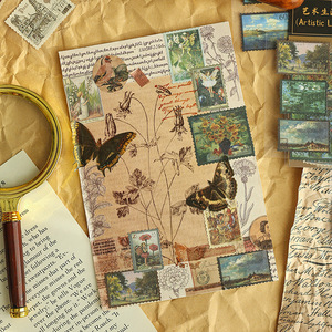 Nhãn Dán Tem Retro Sáng Tạo Nhãn Dán Trang Trí Tự Làm Nhãn Dán Văn Phòng Phẩm Kawaii - Product Image 5