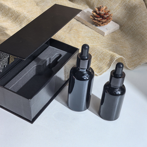 Özel lüks 5ml 10ml 15ml 20ml 30ml 50ml 100ml 1oz parlak siyah uçucu yağ serum cam damlalık şişe kutusu ile - Product Image 1