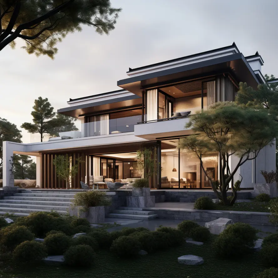 Yinong Arquitectura moderna de lujo de gama alta personalizada única sostenible con villas de estructura de acero
