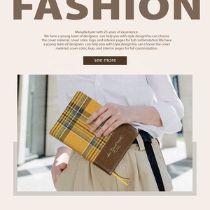 Großhandel British Style Custom Leinen PU Leder Journal Notebook Hardcover A5 A6 A4 Plaid Stoff Meeting Notebooks für Studenten
