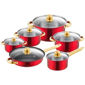 12 Piece hiện đại thép không gỉ <span class=keywords><strong>Cookware</strong></span> Set với Glass Nắp biểu tượng tùy chỉnh đồ nhà bếp nấu ăn Set cho bếp gas Đối với trang chủ sử dụng - Product Image 5
