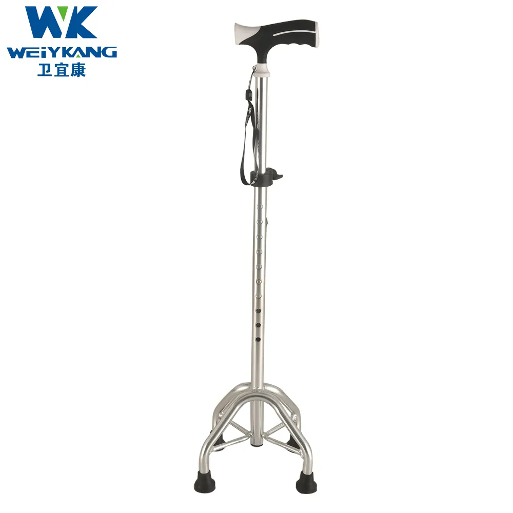 Walking Cane Adjustable Walking Stick Lightweight Aluminum Offset Cane with Handle and Wrist Strap Daily Living Aid