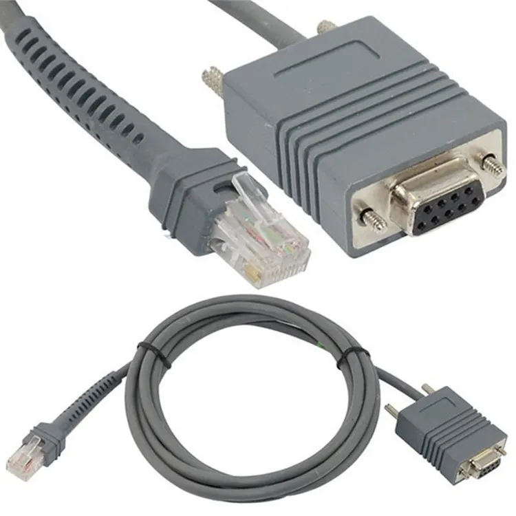 Cable serie de plataforma de supermercado de código de barras de 2 metros, símbolo Rs232 2208 Ds3608, Cable de datos de escaneo de 9 pines a Rj45