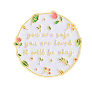 In Stock Metal Pins with <strong>Positive</strong> Message Soft Enamel Pin <strong>Positive</strong> Phrases with Flower - Product Image 6