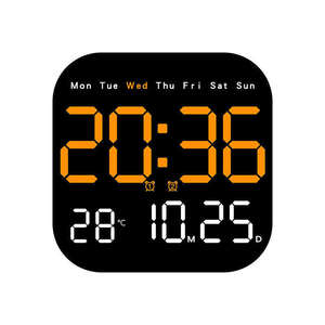 LED quadratische Wanduhr Fernbedienung Digitaler Wecker Anzeige Kalender Temperatur Tisch uhren - Product Image 3