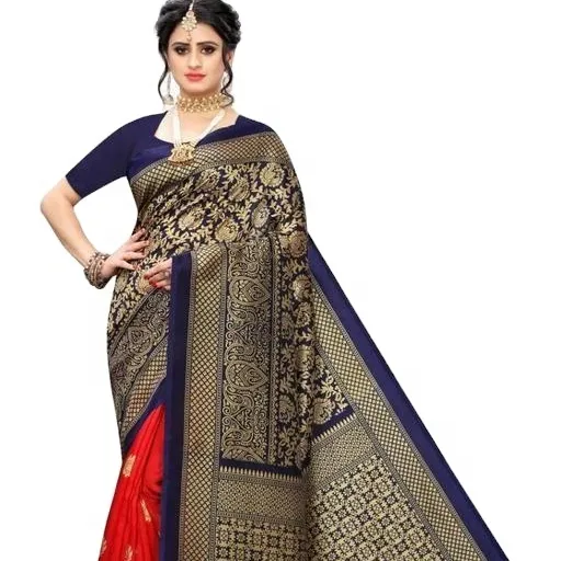 Wedding Special Double Colored Indian Silk Zardosi Work Maysuri Silk sari With Blouse 2023 Designed