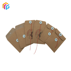 回收印刷定制标志棕色纸板纽扣牛皮纸信封，带棕色细绳 - Product Image 2