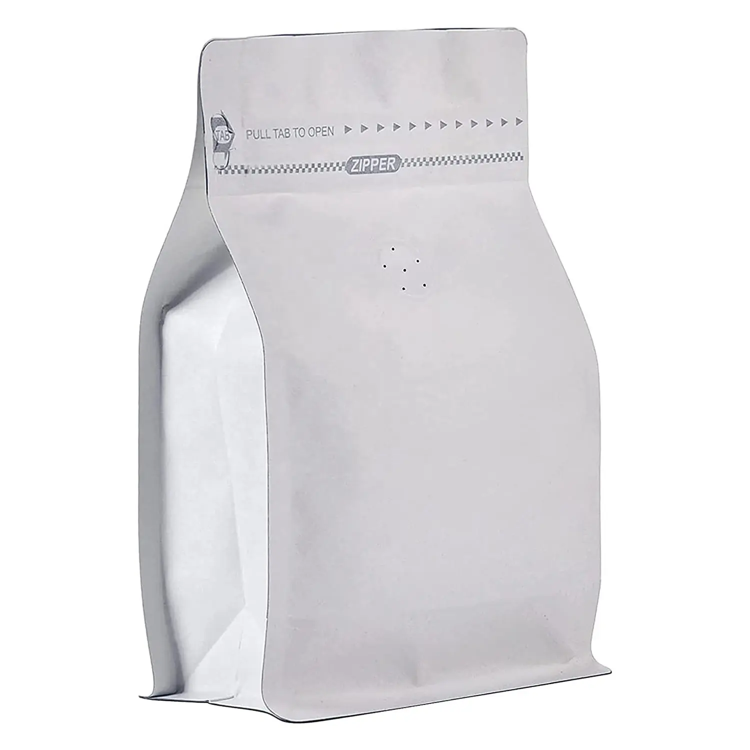 Sac en aluminium refermable de pochette debout à fond plat avec quatre côtés pour le stockage des grains de café emballage en plastique à usage alimentaire