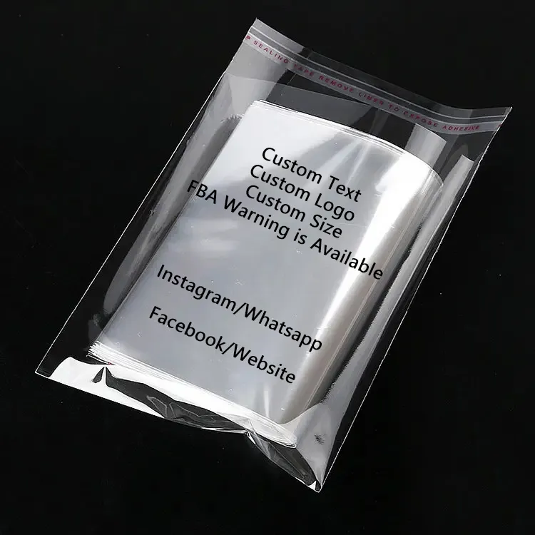 도매 저렴한 투명 자동 접착 인감 옷 Opp 포장 비닐 봉투 투명 폴리 가방