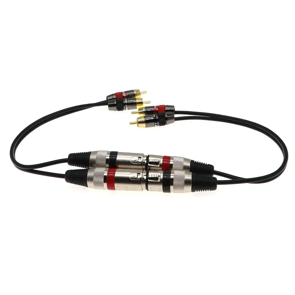 Yeni altın kaplama 2 Rca erkek Xlr çift erkek kadın ses kablosu için mikrofon mikser güç amplifikatörü kulaklık amplifikatörü
