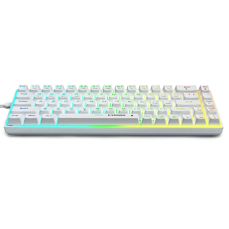 Glitzernd Regenbogen Farbe LED hintergrundbeleuchtung Mini-Gaming-Tastatur ultra schlank ergonomisch weiß mechanische Tastatur