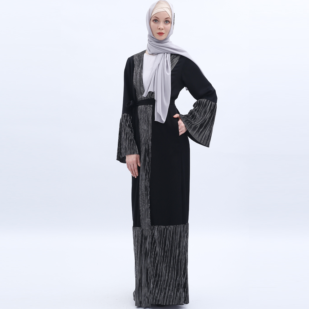 Women's Long Sleeve Maxi Dress Muslim Ramadan dress cardigan Arab outfit Islamic Arabic Style Casual Dress 9501