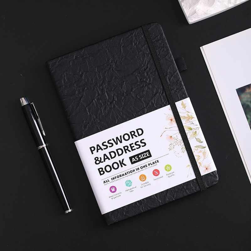 Small a5 english password book black