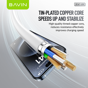 Cáp sạc nhanh điện thoại di động USB Type-C Ios BAVIN giá sỉ giảm giá CB367 1m 12W 18W - Product Image 3