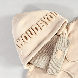 500G Heavyweight Sherpa Hoodie met aangepaste logo-reliëfprint, capuchon-sweater voor heren, aangepaste 3D-borduurwerk en zeefdruk hoodies - Product Image 3
