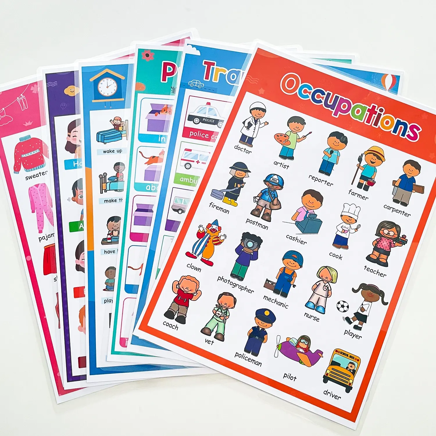 Carteles educativos personalizados para niños, póster de pared educativo para preescolar, impermeable, gran cantidad