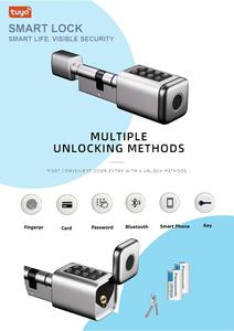 TYSH Euro Standard Smart Cylinder With Tuya <strong>Blue</strong> Tooth App Adjustable Cylinder Size Electronic Password Card <strong>Key</strong> Smart <strong>Lock</strong> - Product Image 6