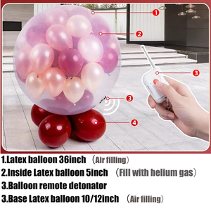 36 inç mükemmel yuvarlak kalınlaşmış büyük süs zemin Globos haşhaş balon ipuçları uzaktan kumanda patlama Exploder kiti - Product Image 5