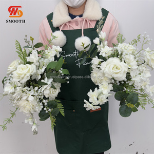 SMOOTH Artificial Wedding <strong>Flowers</strong> Bridal Bouquets Silk White Green <strong>Flowers</strong> Wedding Bouquets For Event Decoration