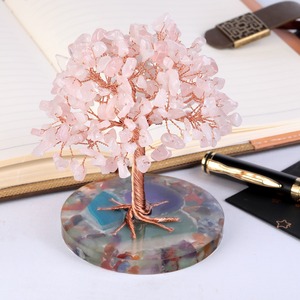 Fabrika toptan el yapımı doğal 7 çakra kuvars kristal para ağacı enerji Feng Shui taş şans servet ağacı akik tabanı ile - Product Image 5