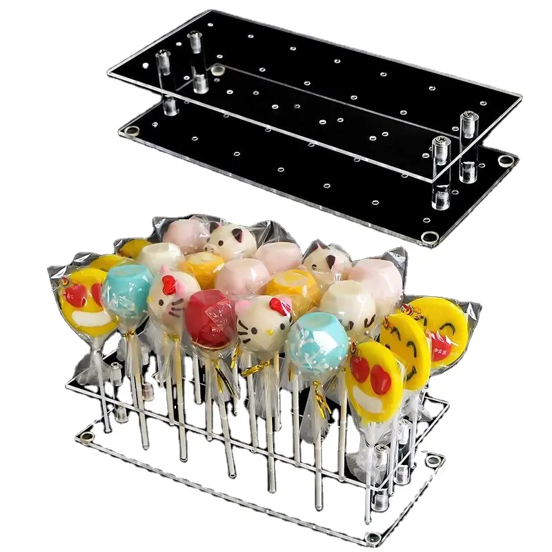 Personalizza Cake Pop Stand espositore per lecca-lecca in acrilico a 20 fori per la festa nuziale