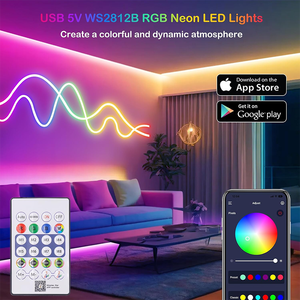แถบไฟ LED สีฝันไฟนีออน5V rgbic 33 LEDs/M IP67สีริบบิ้น LED กันน้ำควบคุมผ่านแอปบลูทูธ - Product Image 2