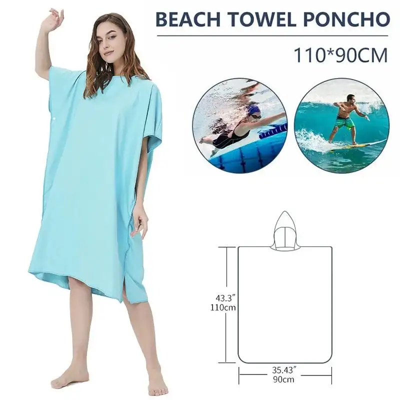 Полотенце-пончо из микрофибры с капюшоном, Быстросохнущий пляжный халат с принтом под заказ