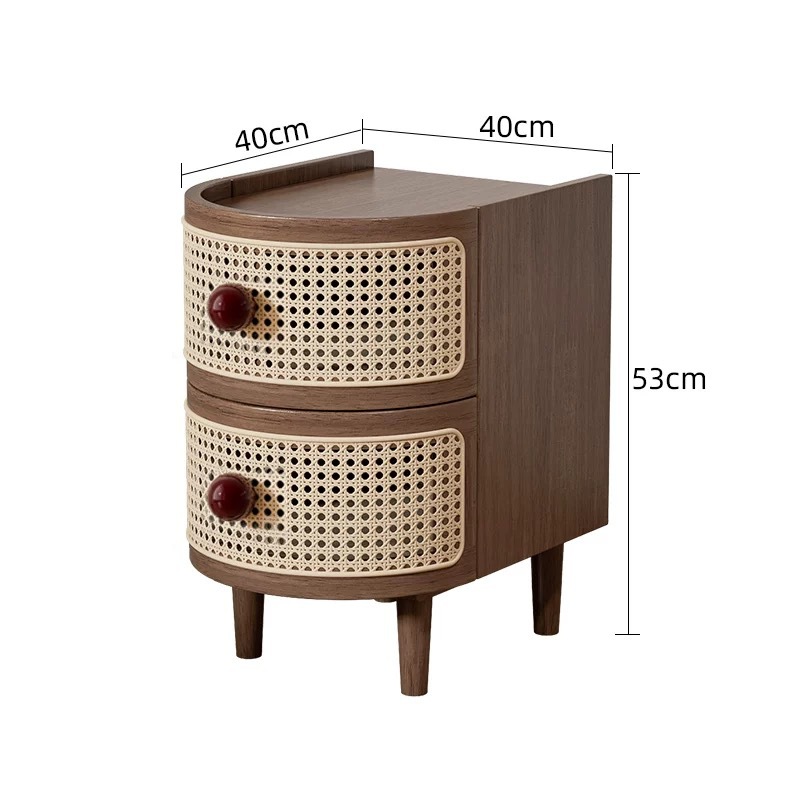Walnut-colored round handle