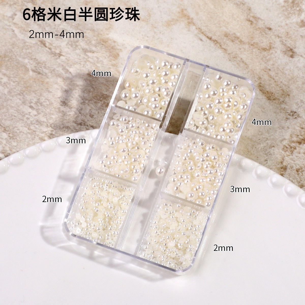 6 gramme blanco semi-redondo Perla 2-4MM