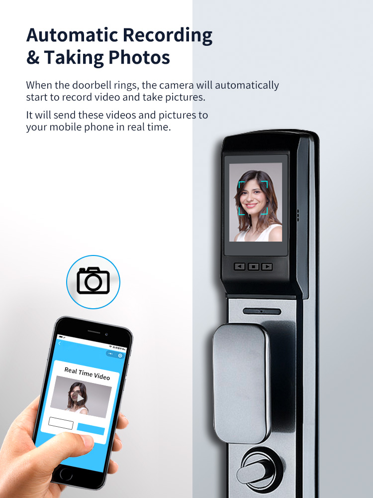 New Design Smart Door Lock 2021 Surveillance Camera  Home Security Fully Automatic Finger print Door Lock