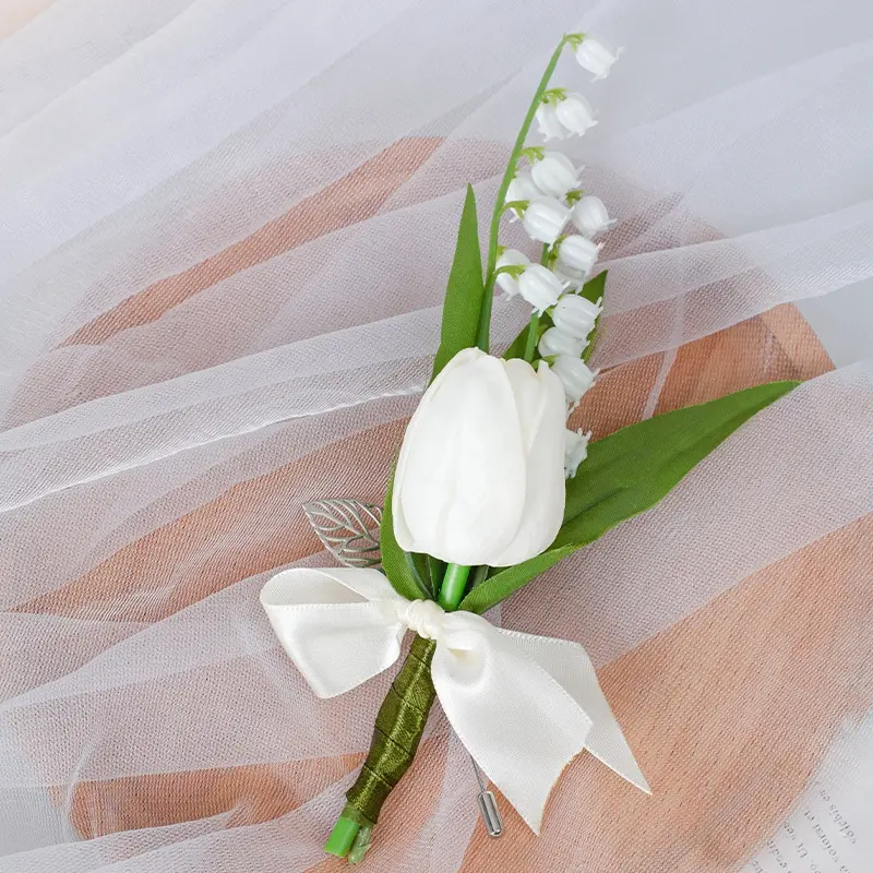 C-140 Factory preço atacado noivo noiva melhor homem madrinhas artificiais broche flores para decoração do casamento grêmio