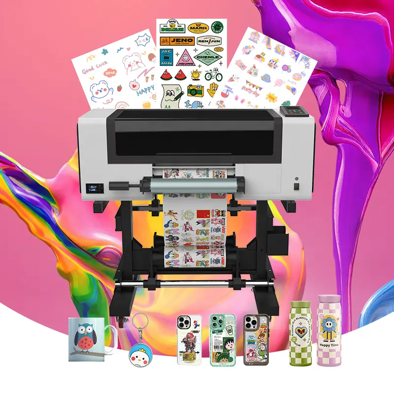 digital a2 2 in 1 uv dtf roll sticker film printer 2022 new print technology 32cm uv dtf gold sticker printer with laminator