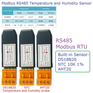 Sensor de temperatura y humedad DS18B20/NTC/AHT20 RS485 integrado Monitor Modbus RTU para pantalla de configuración de Panel táctil PLC - Product Image 4