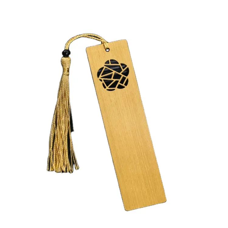 Segnalibri in metallo personalizzati stile cinese nappe segno logo in ottone inciso segnalibri cavi